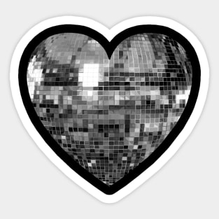 Mirrored Silver Disco Ball Heart Sticker